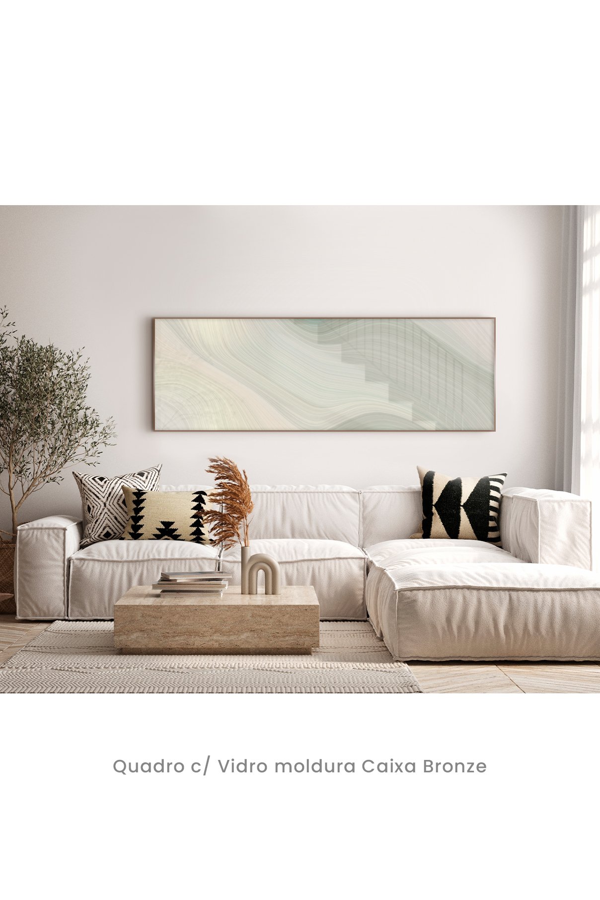 Quadro Decorativo Top Quadros - Panorâmico - Grey Wave Abstract